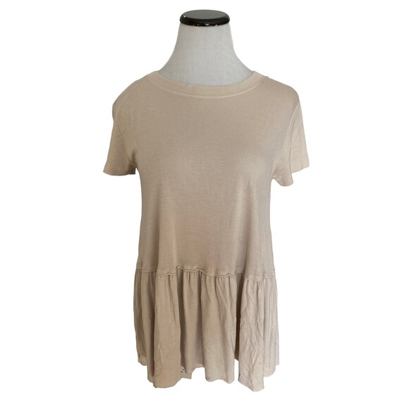 Truly Madly Deeply Tops - Truly Madly Deeply Womens Peplum Babydoll Top Size S Taupe Millennial Chic 2010s